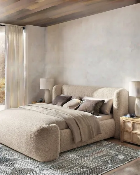 Alara Bed Set - Headboard & Base — Beige