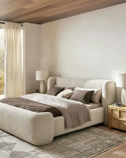 Alara Bed Set - Headboard & Base — White