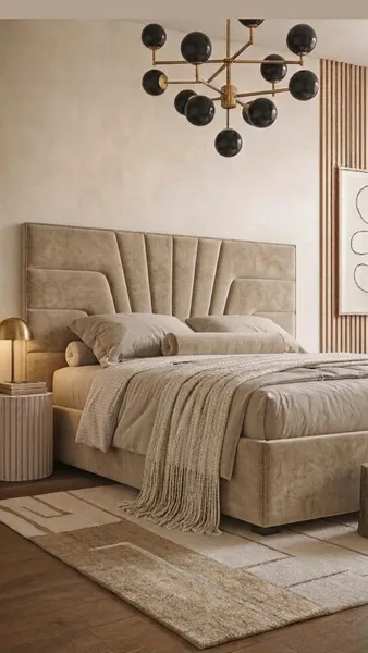Feno Bed Set - Headboard & Base — Beige