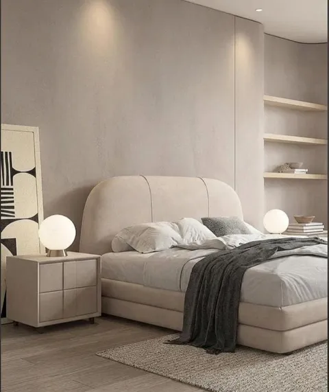 The Nyx Bed Set - Head Board & Base — Beige