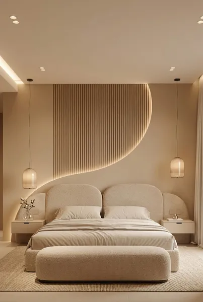 Orya Bed Set - Headboard & Base — Beige