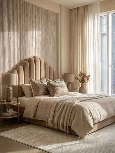 Raine Bed Set - Headboard & Base — Beige