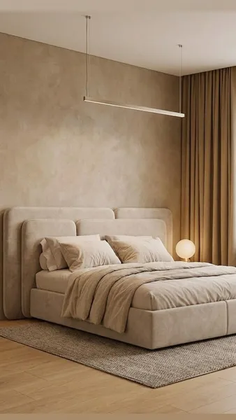 Vesper Bed Set - Headboard & Base — Beige