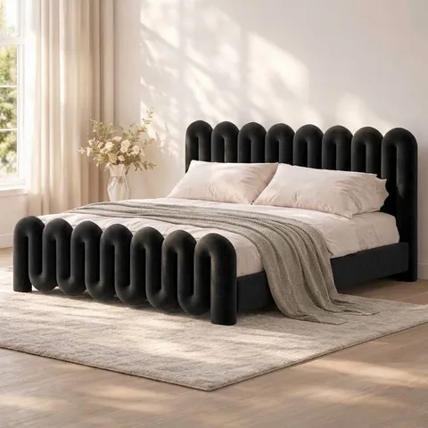 Arcadia Bed Set - Headboard & Base — Black