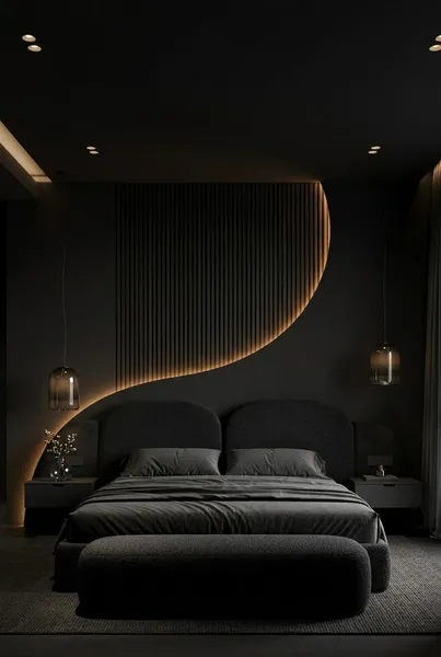 Orya Bed Set - Headboard & Base — Black
