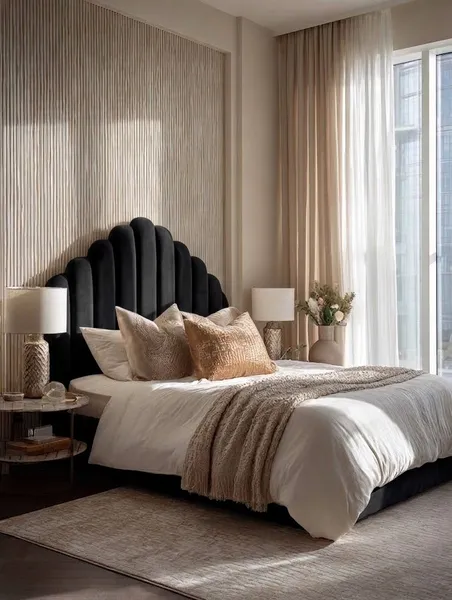 Raine Bed Set - Headboard & Base — Black