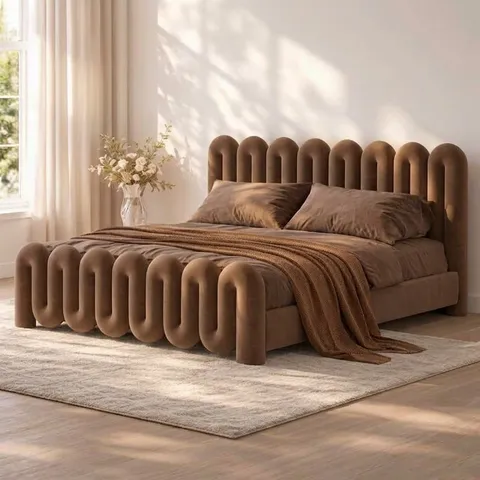 Arcadia Bed Set - Headboard & Base — Brown
