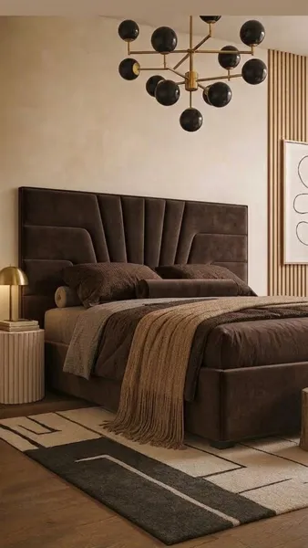 Feno Bed Set - Headboard & Base — Brown