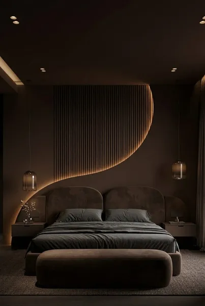 Orya Bed Set - Headboard & Base — Brown