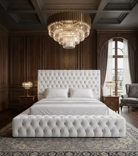 Daria Bed Set - Headboard & Base — White