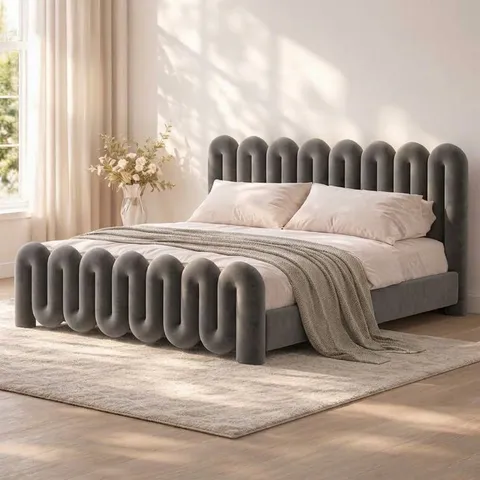 Arcadia Bed Set - Headboard & Base — Gray
