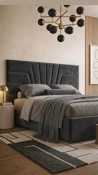 Feno Bed Set - Headboard & Base — Gray