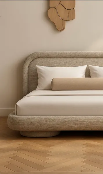 Largo Bed Set - Headboard & Base — Beige