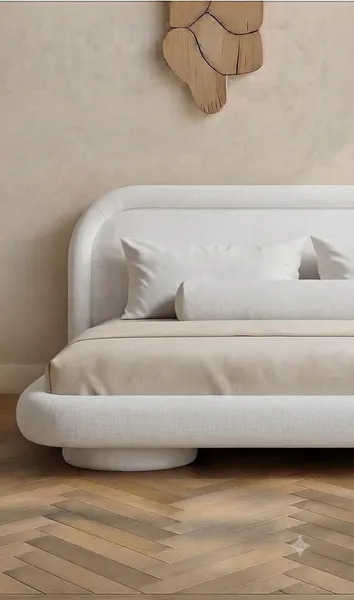 Largo Bed Set - Headboard & Base — White