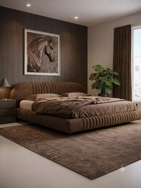 Mello Bed Set - Headboard & Base — Brown