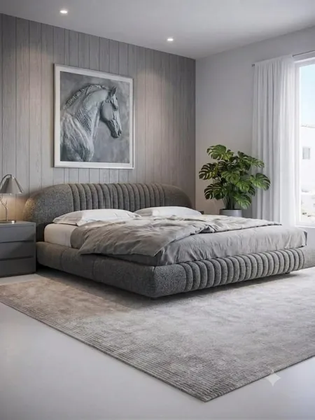 Mello Bed Set - Headboard & Base — Gray