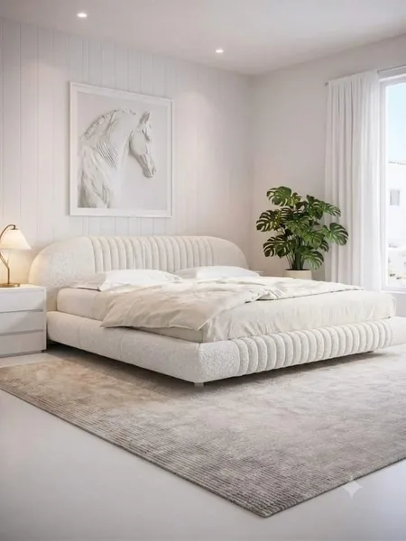 Mello Bed Set - Headboard & Base — White