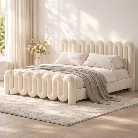 Arcadia Bed Set - Headboard & Base — White