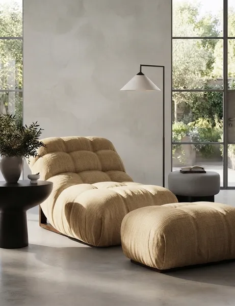 The Tara Set (Chair and Ottoman) — Beige