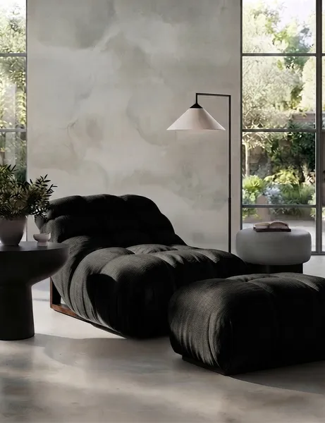 The Tara Set (Chair and Ottoman) — Black