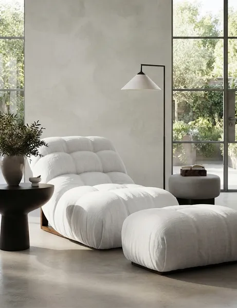 The Tara Set (Chair and Ottoman) — White
