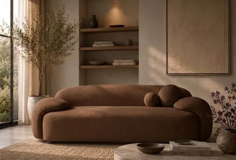 Sculpted Modern Sofa — Brown