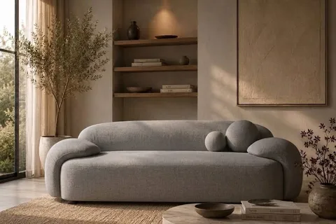 Sculpted Modern Sofa — Gray
